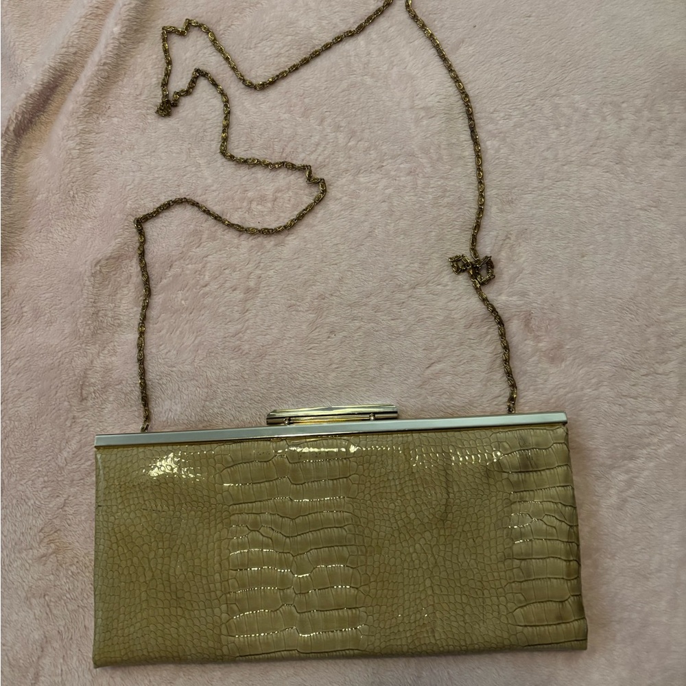 Kate Landry Tan Clutch Wristlet with Frame Closure